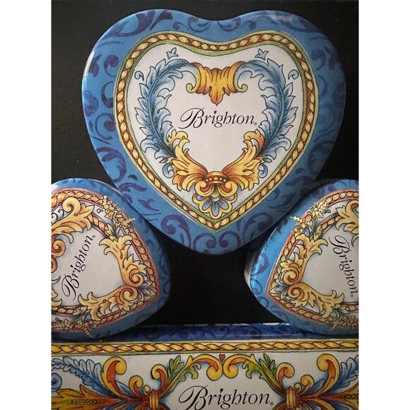 Brighton Decorative Tin Set Collectible Blue Heart & watch Storage Boxes Design - Picture 2 of 11